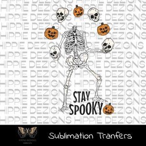 Stay Spooky Pumpkin Skeleton Sublimation Transfer | Skeleton SUBLIMATION